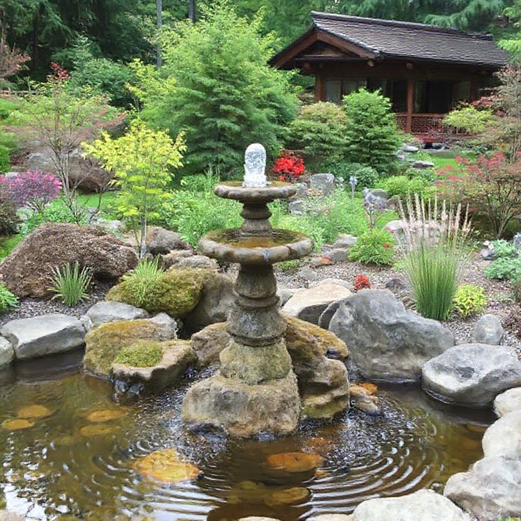 Japanese Garden Water Features in Vermont.