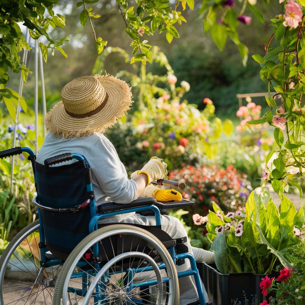 Woman in Wheelchair Enjoying Gardening