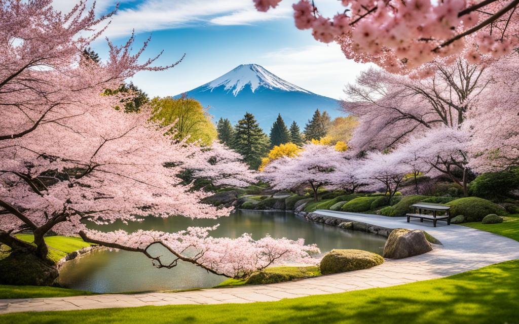 tranquil sakura blossom garden