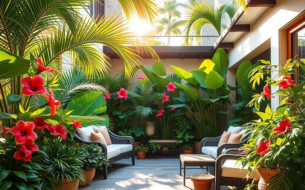 tropical patio plants